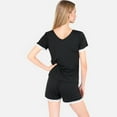 thumbnail image 5 of Lounge Women's Lace Trim Short Sleeve Pajama Set with Pocket Detail - Large, Black, 5 of 7