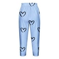 thumbnail image 4 of LMKIHUSA Womens Capris Leggings and Yoga Pants,2024 Summer Casual Jogger Workout Yoga Leggings Vacation Beach Heart Print Leggings High Waist Slim Comfy Stretchy Cropped Pants,Blue,M, 4 of 5