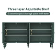 thumbnail image 4 of HLR 63" Mid Century Rounded Corners Sideboards Buffets Cabinet with 4 Doors Storage for Kitchen Dining, Green, 4 of 13