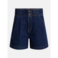 thumbnail image 6 of Time and Tru Women's High Rise Pleated Denim Shorts, 4.5" Inseam, Sizes 0-20, 6 of 6