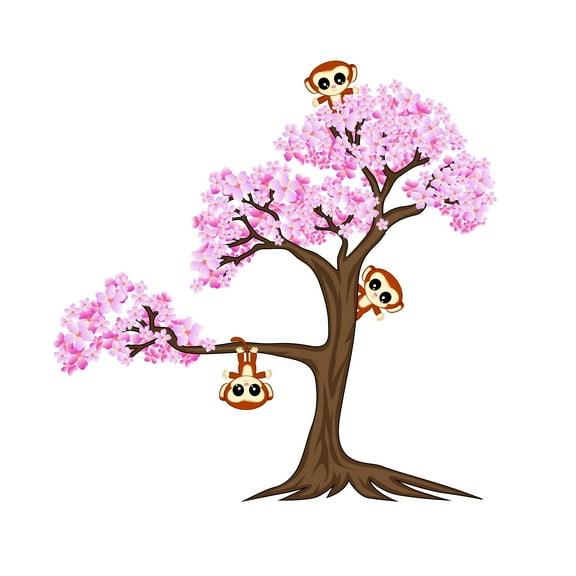 Beautiful Birds Cherry Blossom Tree Themed Vinyl wall Sticker-Made up of Vinyl-Applied to Any Smooth Surface – Bedroom, Nursery, or Living Room -Removable Stylish Mural Unique Design-Size: 10" x 10".