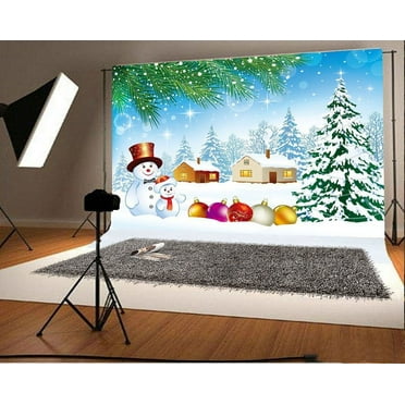 GreenDecor 7x5ft Photography Backdrops Christmas Tree And Christmas Snowman Photo Backgrounds Studio Props