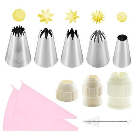 

11pcs Cake Decorating Kits Supplies Numbered Piping Tips Icing Nozzles Pastry Bags Couplers Cleaning Brush Baking Tool