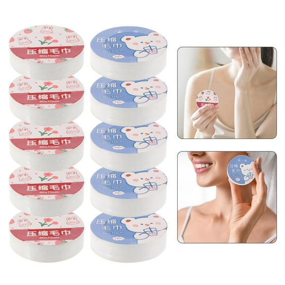 LOLIPPYY 10pcs Compressed Towels Plant Fibre Assorted Color for Outdoor Travel Use