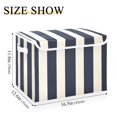 thumbnail image 3 of Navy Blue Wide Vertical Stripes Foldable Storage Bin with Lid and Handle Collapsible Storage Box 16.5 x 12.6 x 11.8 inches, 3 of 7