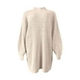 thumbnail image 5 of Women's Fall Winter Oversize Pullover High Neck Loose Fit Long Sleeve Sweater Dress, Casual Knit Dress for Women, Warm and Comfortable Everyday Wear,Khaki,S, 5 of 8