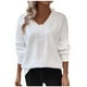 thumbnail image 2 of Blusas para mujer,Camiseta informal de manga larga para mujer, cuello en V, corte holgado, térmica, de mezcla de algodón suave, para el hogar y la calle, sopatenor, 2 of 8