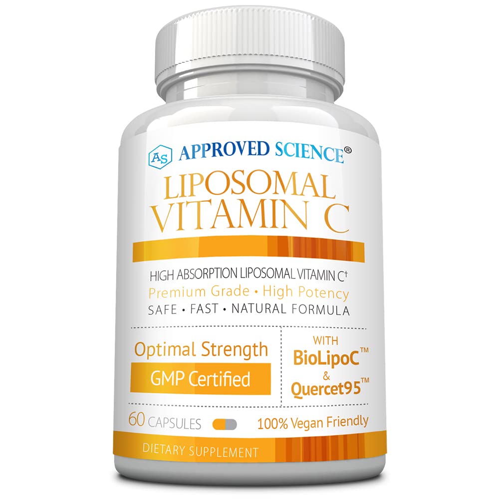Approved Science Liposomal Vitamin C - 1100 mg - 60 Capsules - Immune Support, Boost Collagen, Antioxidant - High Absorption - Fat Soluble - Non GMO - Vegan - Made in The USA
