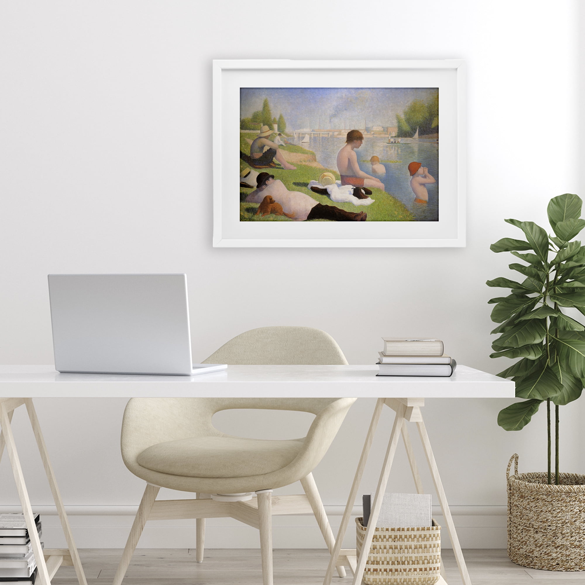 Stupell Industries Afternoon Bathers Georges Seurat White Framed Print Under Glass, design by Georges Seurat