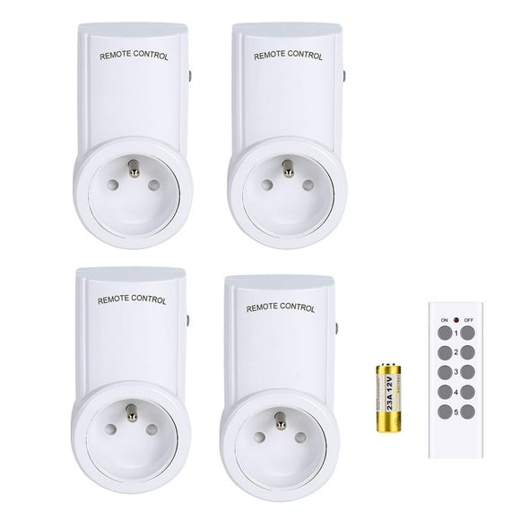 Set of 4 Wireless Remote Control Socket, Smart Programmable Socket Outlet, Remote Control On/Off Sockets Home Automation Power Outlet