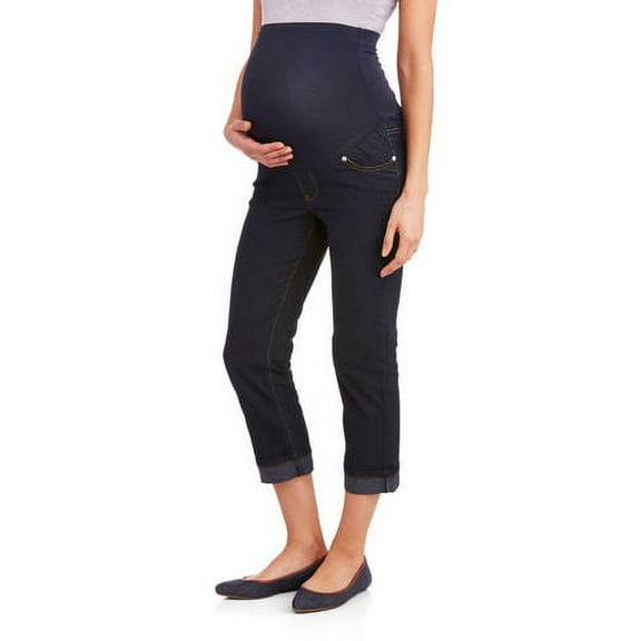 Maternity Full-Panel Super Soft Wide-Cuff Boyfriend Capris