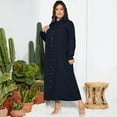 thumbnail image 6 of ZANZEA Women Casual Solid Lantern Sleeve Buttons Muslim Maxi Dress FZH, 6 of 7