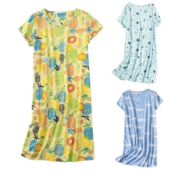 Jiyugala Clearance Women's Nightshirt Soft Nightgowns for Women Short Sleeve dress Sleepwear