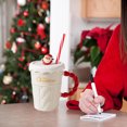 thumbnail image 6 of Christmas Tree Ceramic Mug with Lid and Straw | Festive Holiday Sweater Design | Couples Gift Set | 1-Piece Ceramic Cup for Hot & Cold Drinks, 6 of 6