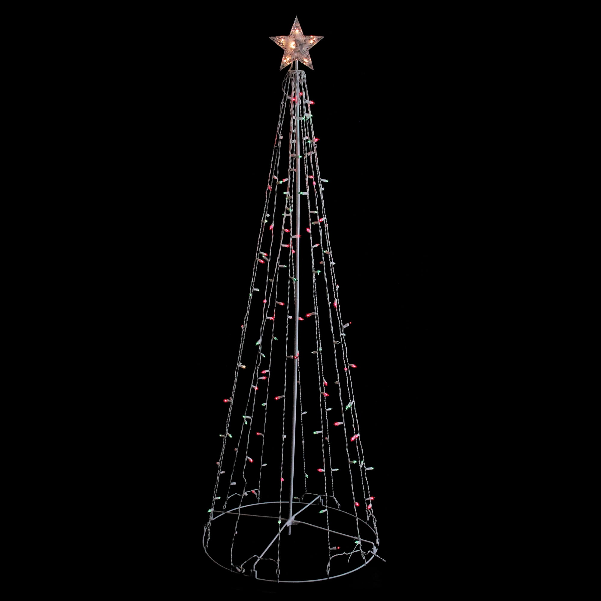 6' Red and Green Lighted Show Cone Christmas Tree Outdoor Decoration