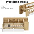 thumbnail image 3 of Twin Bed Frames with Storage, L-Shaped Corner Beds with Desk, Wood Daybed with Bookcase, Platform Beds with Drawers and Shelves for Living Room, Bedroom, Teens Room, Natural +White, 3 of 8