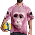 thumbnail image 4 of Pink Monkey Gorilla Men's Short Sleeve Poplin Shirts with Spread Collar Tops, Casual Printed Button Down Short Summer Beach Shirts for Men and Women, 4 of 6