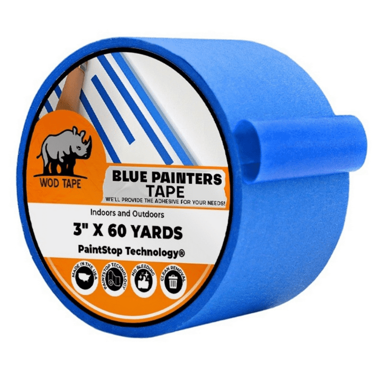 Wod Tape Blue Painters Tape 2.83 in x yd. Made in USA, 4 Pack