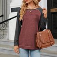 thumbnail image 4 of BLVB Women's Fall Long Sleeve Side Split Loose Blouses Casual Crewneck Pullover Tunic Tops Comfy T Shirts Trendy Clothes Wine, 4 of 5