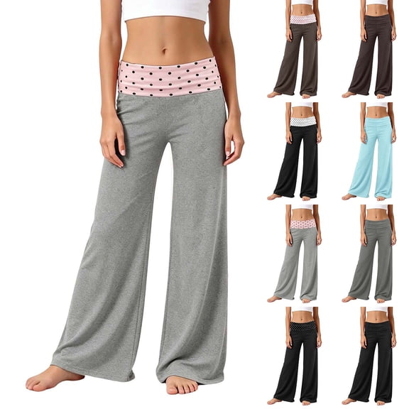 Yoga Pants Girls Fold Over Low Rise Wide Leg Loose Casual Summer Yoga Pants Grey Pants Girls Size 5-14 Years