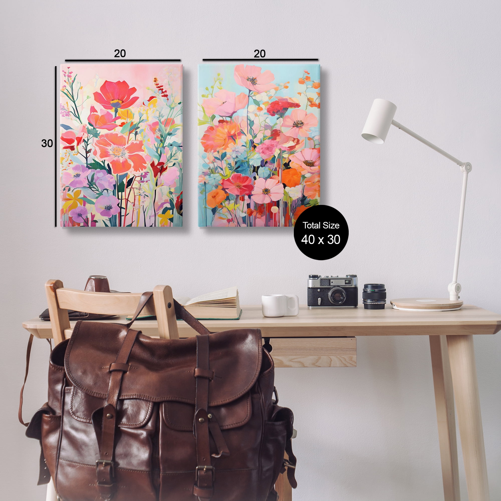 Stupell Industries Bright Contemporary Flowers Plants & Flowers Painting Wrapped Canvas Art Print Wall Art, 20 x 30, Set of 2