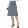 thumbnail image 4 of Allegra K Women's Button Front Formal Work A-Line Midi Skirts, 4 of 5