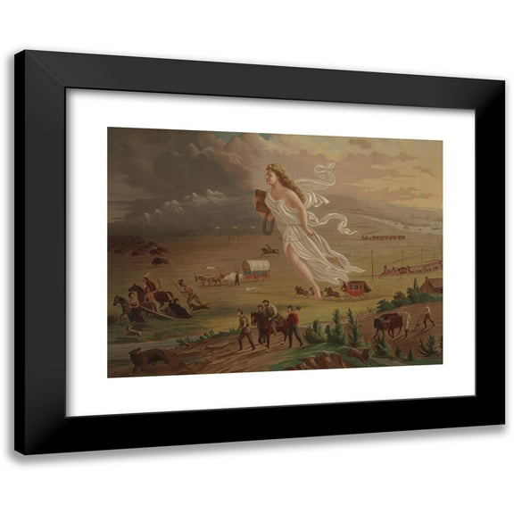 George A Crofutt 14x11 Black Modern Framed Museum Art Print Titled - American Progress (1873)