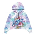 thumbnail image 4 of Xoenoiee Turtle Hibiscus Flower Print Girls Sweatshirt Kids Long Sleeve Hoodie Oversized Fashion Pullover Tops Half Zipper Crop Tops Fall Clothes, 13-14 Years, 4 of 7