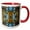 Red/White, variant on 3drose, Blue Brown Stone Mosaic Pattern, 11oz Two-tone Red Mug