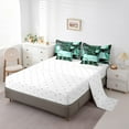 thumbnail image 3 of YST Retro Green Grey Black Comforter Set 7 Piece King Geometry Swirls Gromment Bedding Set for Kids Teens Adult Abstract Circles Rings Geometric Grid Bed Set Graphic Texture Fitted Sheet, 3 of 5