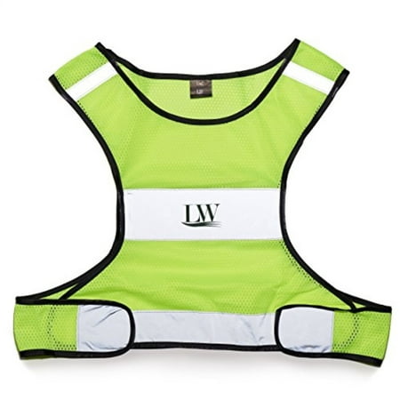 LW Reflective Running Vest Biking Cycling Walking Yellow Safety with Bonus Reflective Sticker