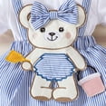 thumbnail image 5 of CAICJ98 Newborn Baby Girl Romper Dress Short Sleeve Cute Bear Embroidery Bodysuit Dress Headband Infant Summer Clothes (Blue,0-3 Months), 5 of 7