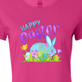 thumbnail image 4 of Inktastic Happy Easter Blue Bunny and Eggs in Grass Women's T-Shirt, 4 of 5