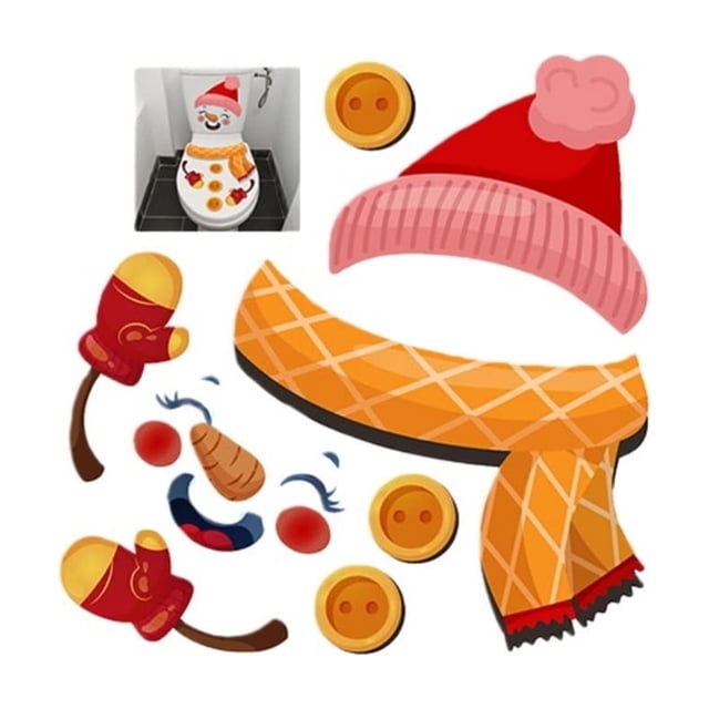 Christmas Wall Decals Removable Snowman Toilet Lid Sticker for Bathroom Holiday Decor