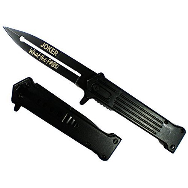 8 All Black Joker Wtf What The F Batman Folding Pocket Knife Walmart Com Walmart Com