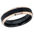 thumbnail image 2 of 2-Tone Tungsten Wedding Ring - Band for Mens & Womens- 6mm Stepped Edge Tungsten Ring - 2-Tone Black & Rose Gold Tungsten Band, 2 of 3