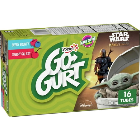 Go-GURT Star Wars The Mandalorian Berry Bounty and Cherry Galaxy Kids Fat Free Yogurt Variety Pack, Gluten Free, 2 oz. Yogurt Tubes (16 Count)
