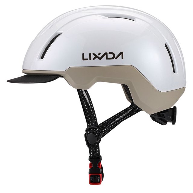 Zootealy Breathable City Commuter Bike Helmet with Sun Visor for Urban Cycling - LIXADA Outdoor Safety Headgear in Apricot White Color