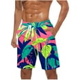 thumbnail image 2 of Njoeus Men's Swim Trunks Palm Tree Print Hawaiian Board Shorts Summer Beach Bathing Suit Mens Big & Tall Swimsuits Swim Shorts with Pockets 3X 4X 5X Multicolor, 2 of 5