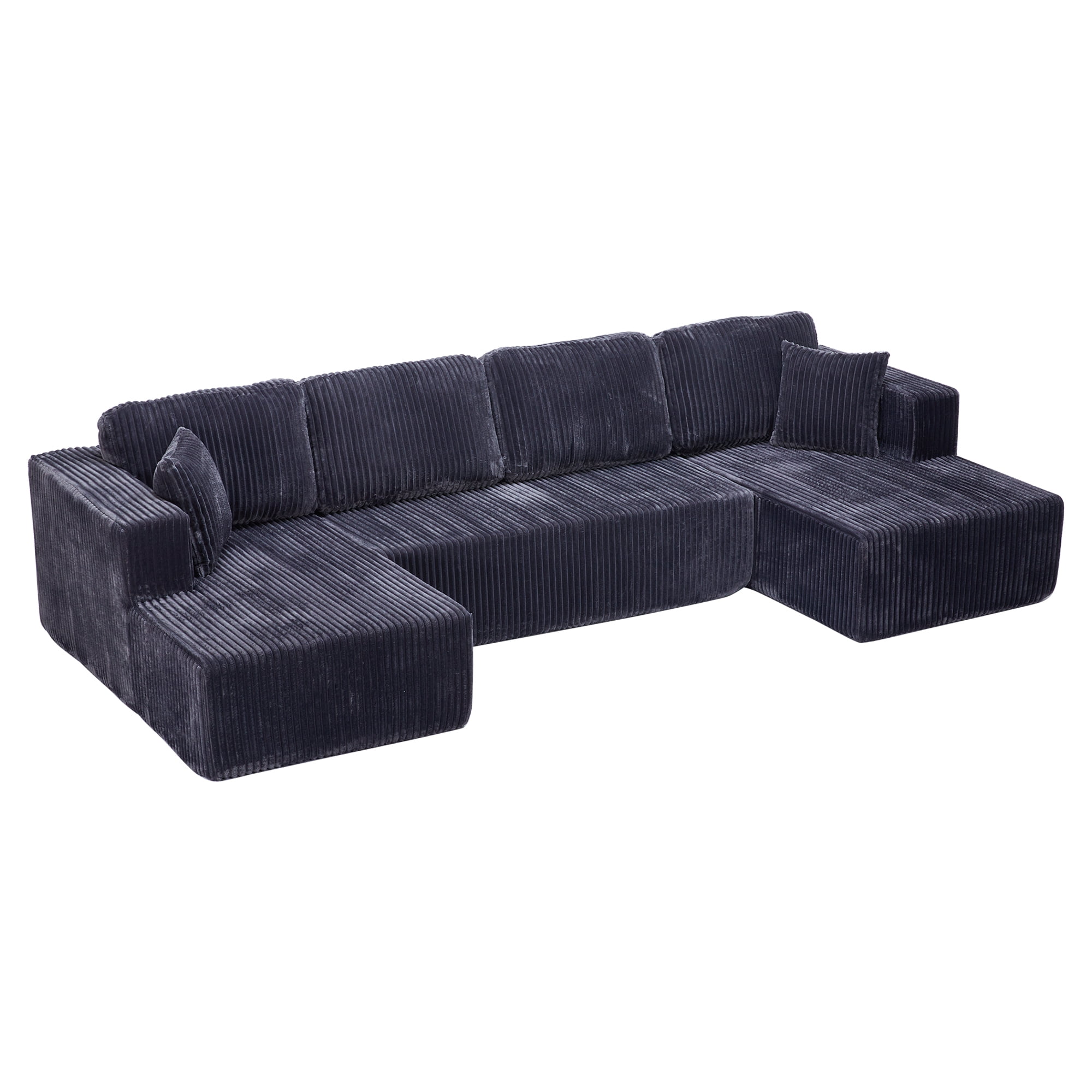 Leumius 130" Oversized Cloud Boneless Sofa Couch with Chaise, ,U Shaped Modular Sectional Sofa with Deep Seat for Living Room,No Assembly Required,Dark Gray