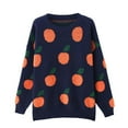 thumbnail image 3 of Cozy Sweaters For Women Casual Relaxed Fit Orange Pattern Long Sleeve Crew Neck Stretch Pullover Tops Comfortable Soft Fall Outfits, 3 of 6