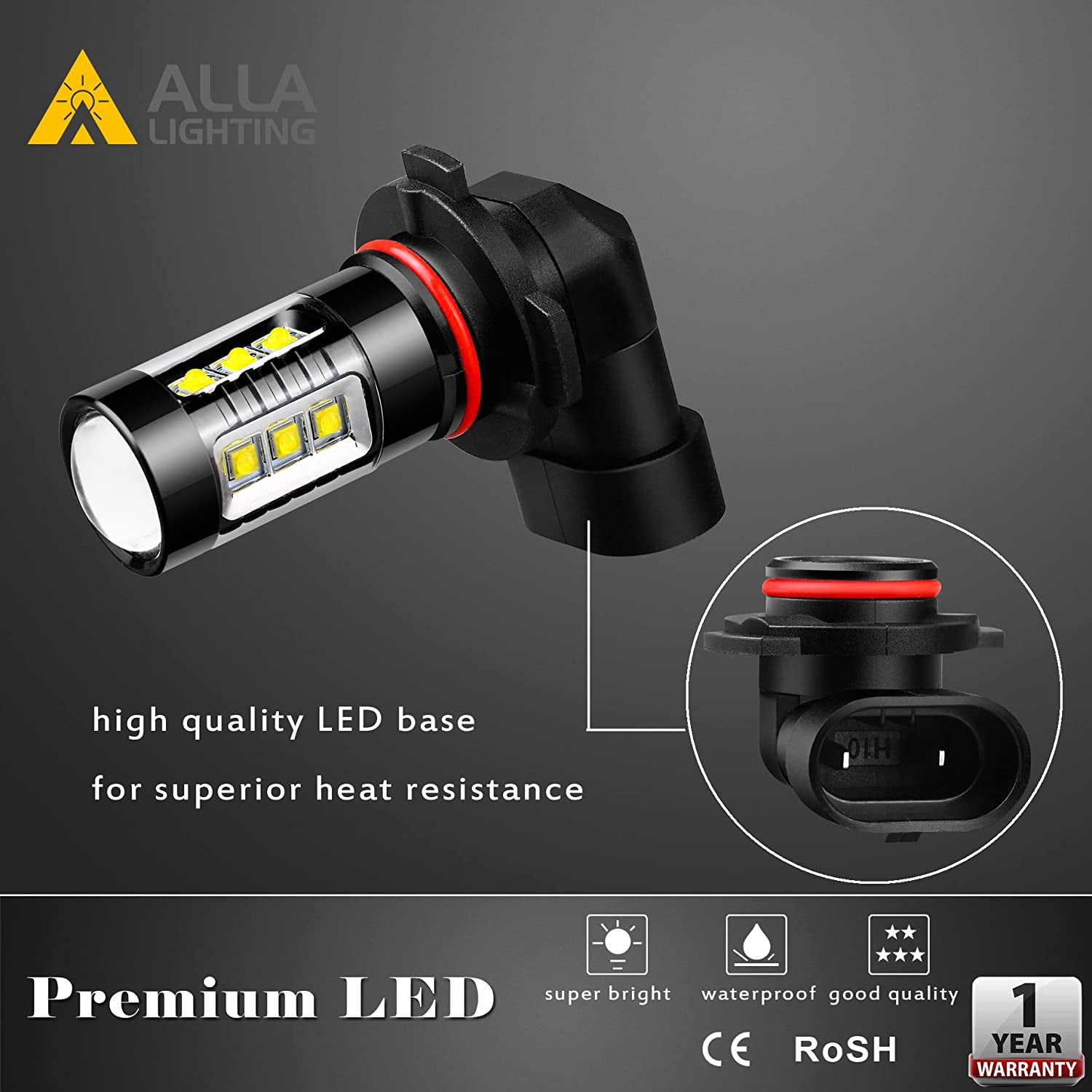 Alla Lighting HB4 9006 LED Fog Light Bulbs Xtreme Super Bright 80W High Power Chipsets 12V for Cars, Trucks, SUVs, Vans, 6000K Xenon White