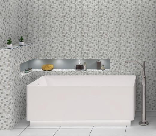 Polka Uno Gray 1-in. Vintage Penny Round Glass, Ceramic & Natural Stone Mosaic Wall and Floor Tile