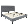 thumbnail image 3 of Emma + Oliver King Size Panel Tufted Platform Bed in Light Gray Fabric, 3 of 13