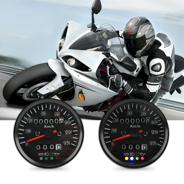 Compteur de Vitesse, Résistant à l'Eau 60mm Compteur Multi Fonction Antichoc avec Indicateur pour Moto