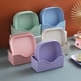 thumbnail image 6 of HBBKVI 5 Pcs Plastic Plates with Plate Stand, 6" Square Plates for Cake Salad Snack, Multicolor, 6 of 6