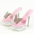 thumbnail image 4 of Music Festival Transparent Ultra High Heel Thin Heel Summer Women's Waterproof Platform Water Diamond Sexy Fairy Slippers LFD, 4 of 7