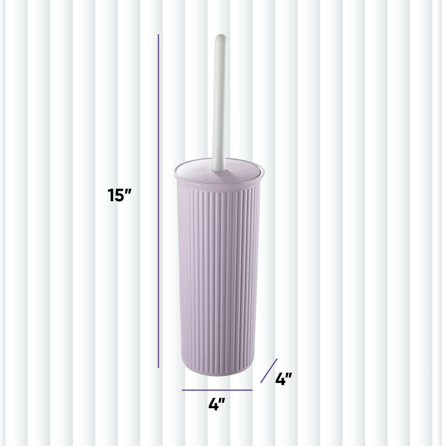 Superio Plastic Toilet Bowl Cleaning Brush and Holder Set (Pack of 2)- 15"H x 6"W x 5"D, Bathroom Scrubbing Brush, Lilac