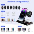thumbnail image 3 of Wireless Charger iPhone ,Foldable 4 in 1 Fast Charging Station for Apple iWatch , Airpods ,iPhone with Clock and QC3.0 Adapter Black, 3 of 8