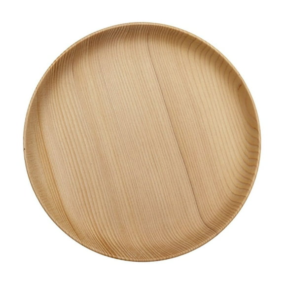 SOPOTUTU Round Wooden Dinner Plates Set Natural Wood Dinnerware for Household Use Design